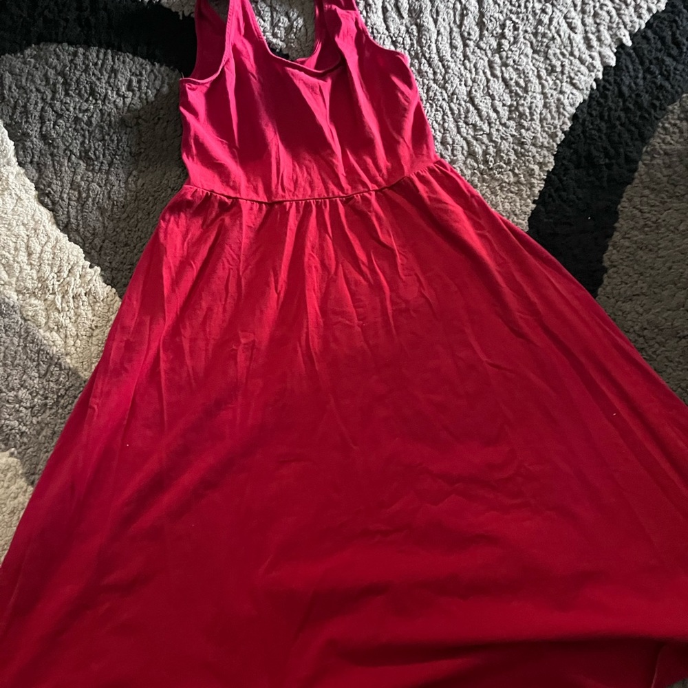 Midi length casual red dress